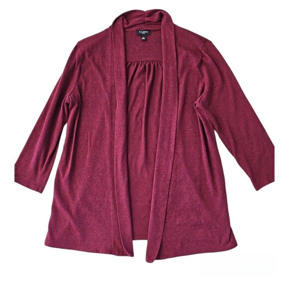 Talbots Women's Petite 3/4 Sleeve Open Cardigan Sweater Burgundy M - Picture 1 of 9